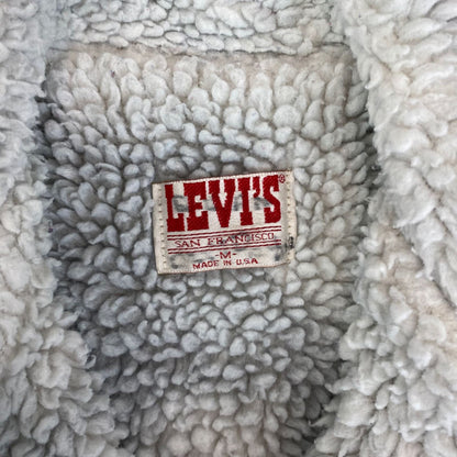 VTG 80s LEVIS GREY SHERPA LINED DENIM TYPE 3 TRUCKER JACKET MADE IN USA 34 XS