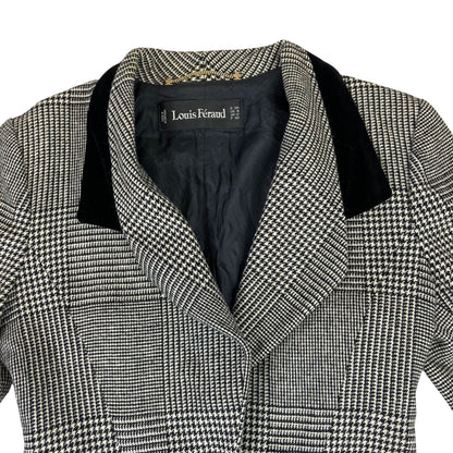 Vintage 90s Black White Louis Feraud Dogtooth Patterned Button Up Blazer M 12/14