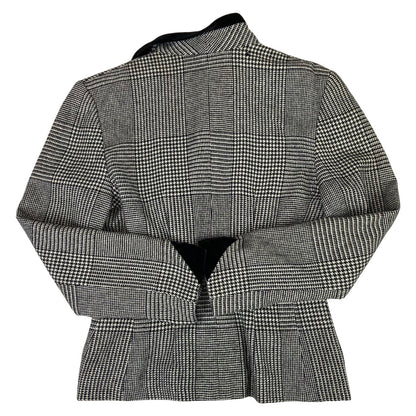 Vintage 90s Black White Louis Feraud Dogtooth Patterned Button Up Blazer M 12/14