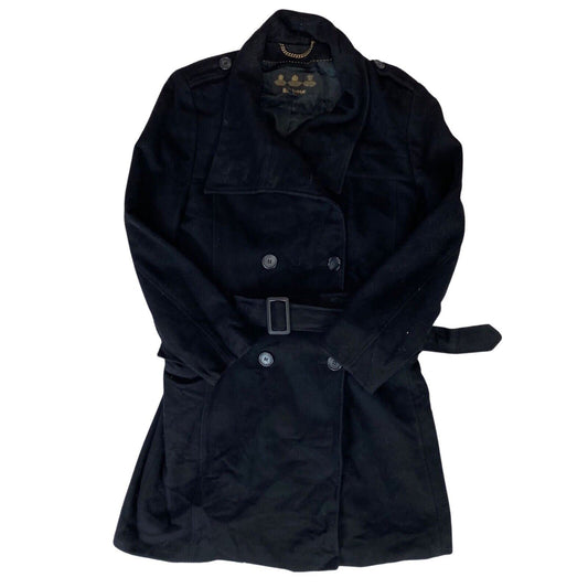 Vintage 00s Black Double-Breasted Belted Barbour Women's Swing Coat M 12