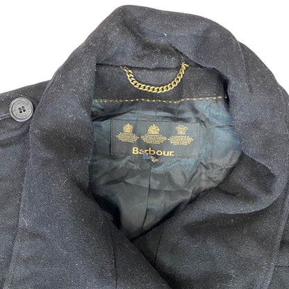 Vintage 00s Black Double-Breasted Belted Barbour Women's Swing Coat M 12