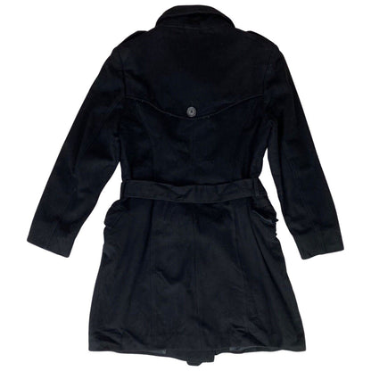 Vintage 00s Black Double-Breasted Belted Barbour Women's Swing Coat M 12