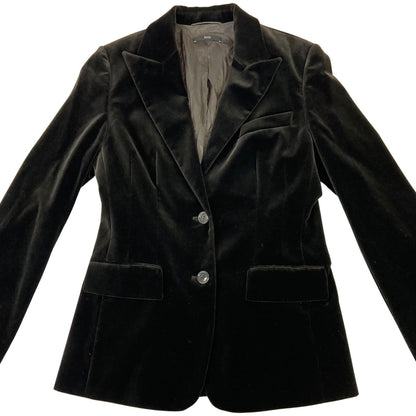Vintage 90s Black Hugo Boss Velvet Button Up Fitted Blazer M 12/14
