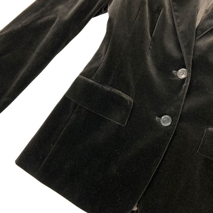 Vintage 90s Black Hugo Boss Velvet Button Up Fitted Blazer M 12/14