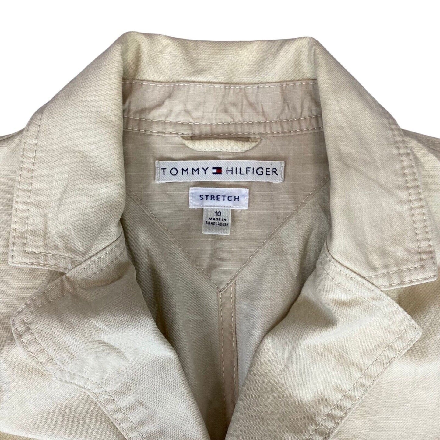 Vintage 90s 00s Cream Tommy Hilfiger Button Up Blazer Suit Safari Jacket M 12 14