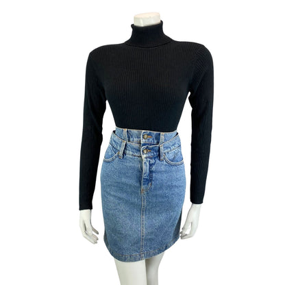 2000s Y2K Blue Double Waistband Fendi Jeans Designer Short Denim Skirt XS 4