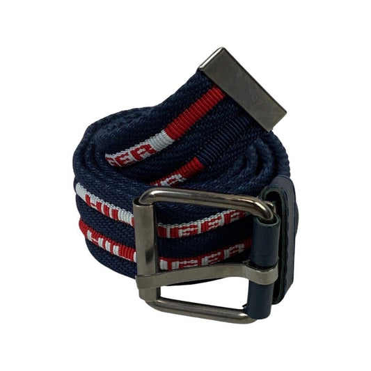 Vintage 00s Blue Red Tommy Hilfiger Cotton Canvas Woven Logo Metal Buckle S/M
