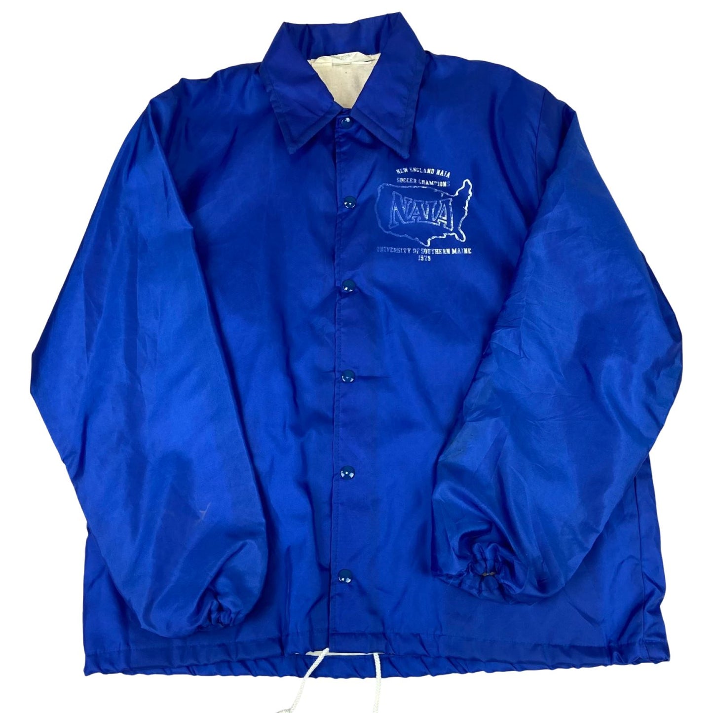 VTG 1979 USA NEFF NEW ENGLAND SOCCER CHAMPS LINED WINDBREAKER JACKET 44” L