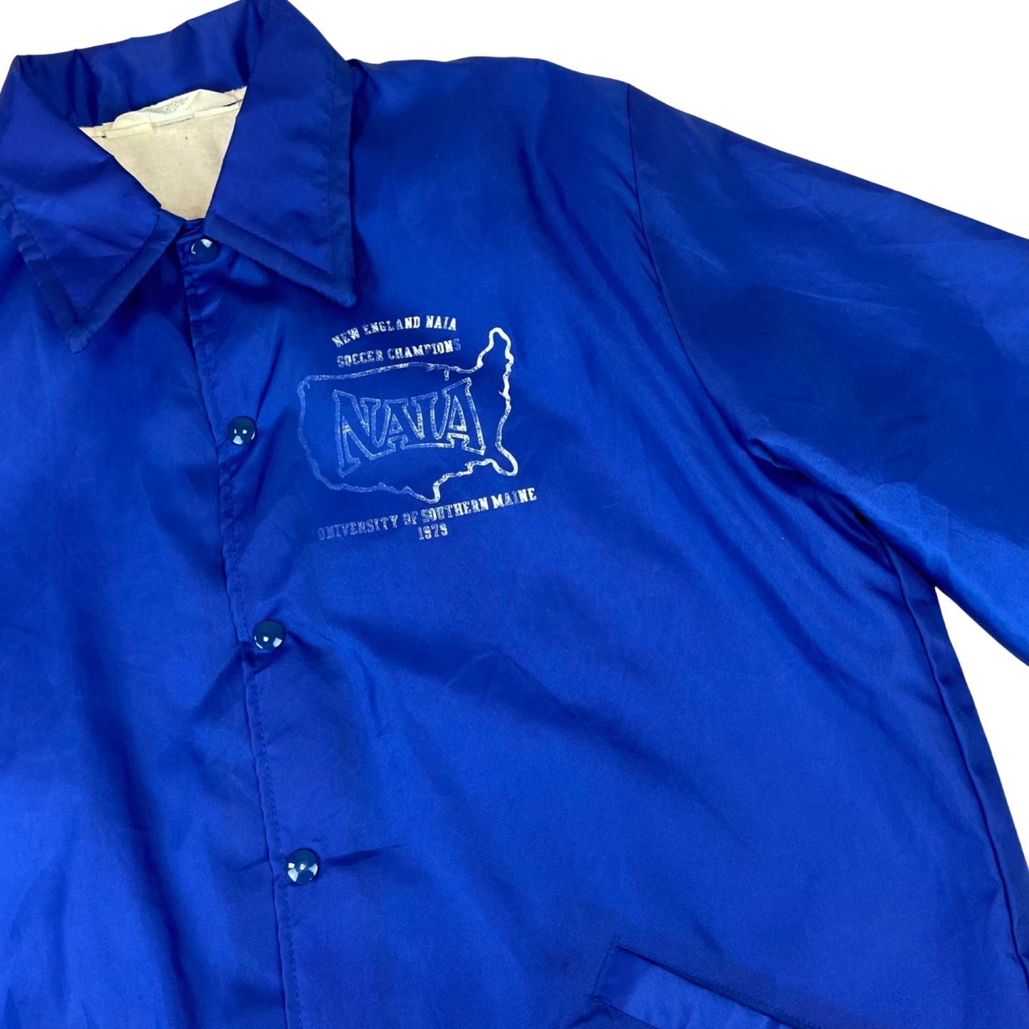 VTG 1979 USA NEFF NEW ENGLAND SOCCER CHAMPS LINED WINDBREAKER JACKET 44” L
