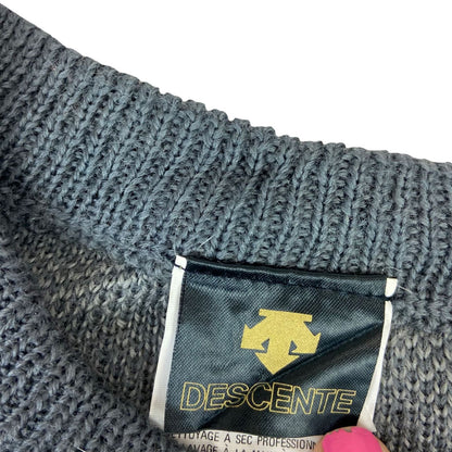 VTG 90S DESCENTE GRAPHIC KNIT SKI JUMPER SWEATER GEOMETRIC L 42”