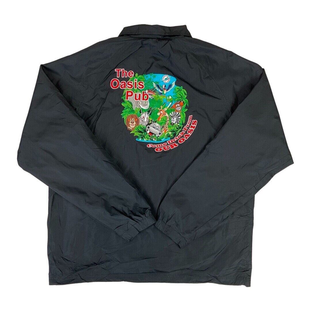 Vintage 90s Miami Dolphins The Oasis Pub Rainforest Embroidered Windbreaker XL