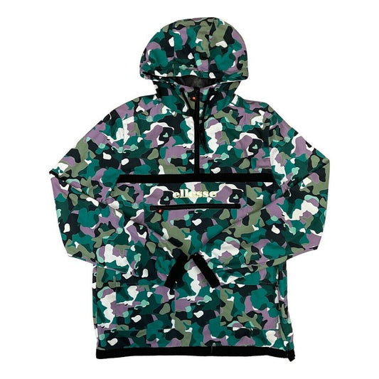 All Over Camo Print Ellesse Traxer 1/4 Zip Hooded Windbreaker Medium