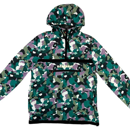 All Over Camo Print Ellesse Traxer 1/4 Zip Hooded Windbreaker Medium