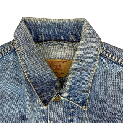 VTG 90s FADED BLUE DISTRESSED LEVIS RED TAB TYPE 3 TRUCKER DENIM JACKET 41” M
