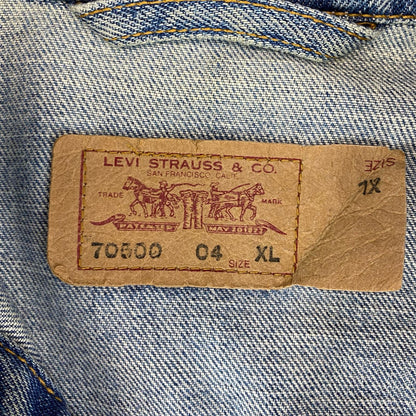 VTG 90s FADED BLUE DISTRESSED LEVIS RED TAB TYPE 3 TRUCKER DENIM JACKET 41” M