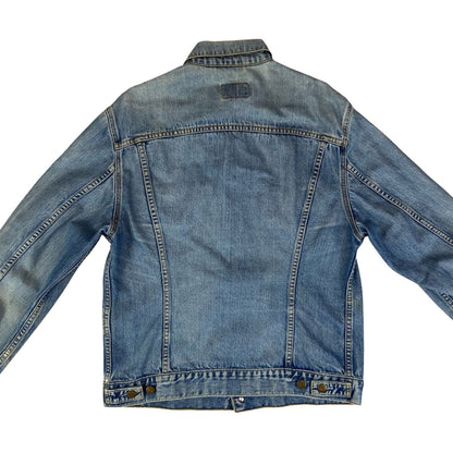 VTG 90s FADED BLUE DISTRESSED LEVIS RED TAB TYPE 3 TRUCKER DENIM JACKET 41” M