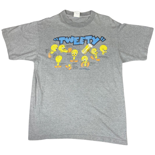 Vintage 90s Grey Tweety Bird Looney Tunes Warner Bros Graphic T-Shirt Large