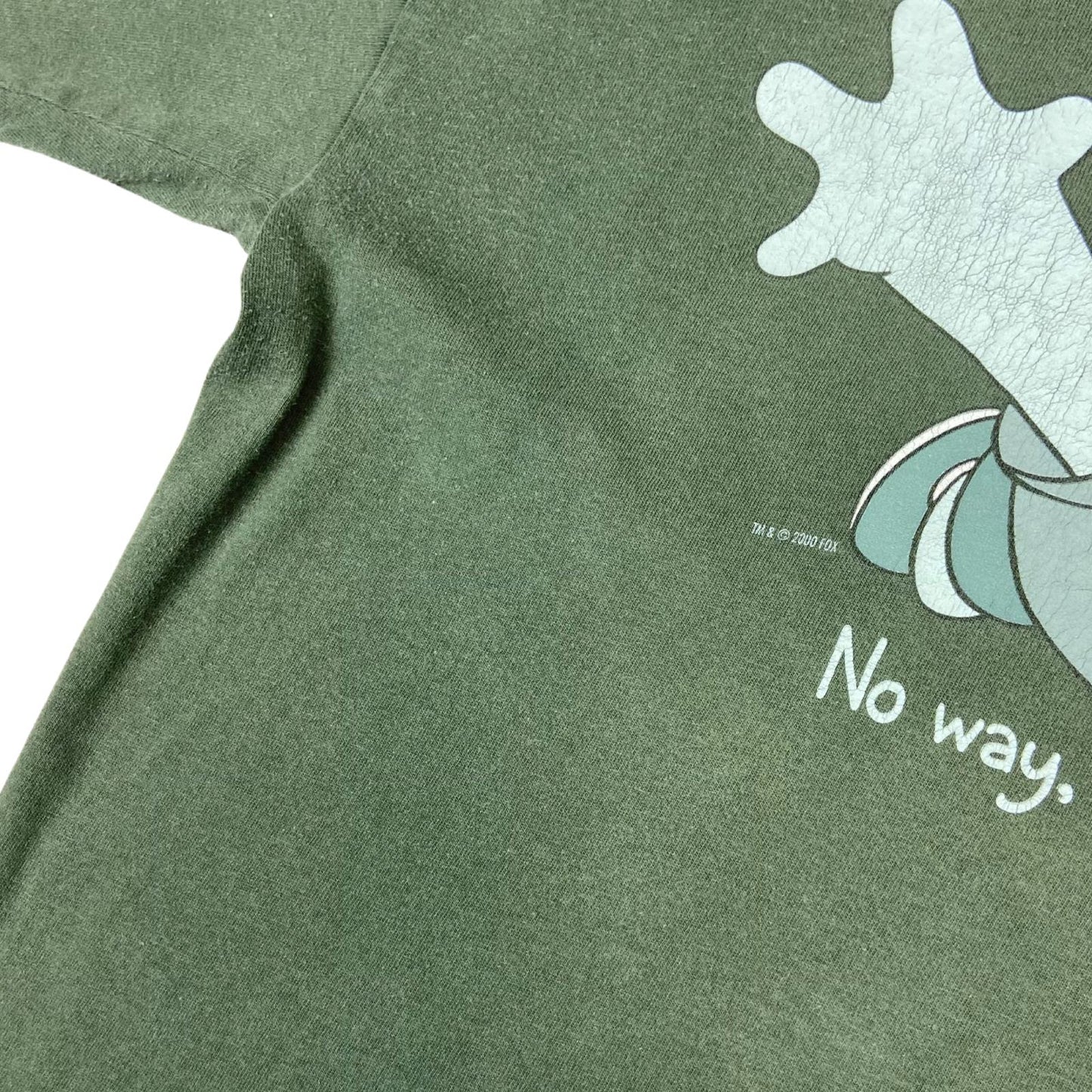 Vintage 2000 Khaki Green The Simpsons Bart Simpson 'No Way, Man!' Graphic Tee M