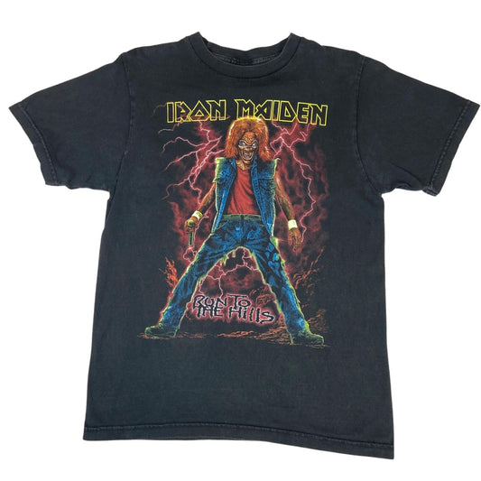 Vintage 90s Black Iron Maiden Run To The Hills Eddie Graphic T-Shirt Medium