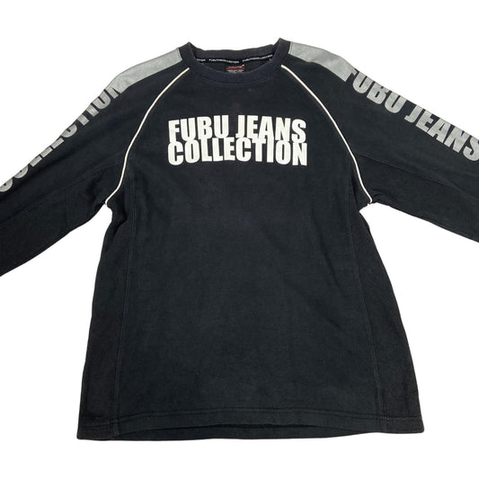 Vintage 00s Y2K Black Fubu Printed Long Sleeve Light Weight Sweatshirt M