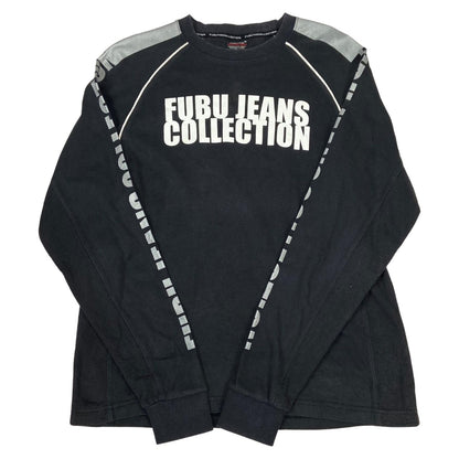Vintage 00s Y2K Black Fubu Printed Long Sleeve Light Weight Sweatshirt M