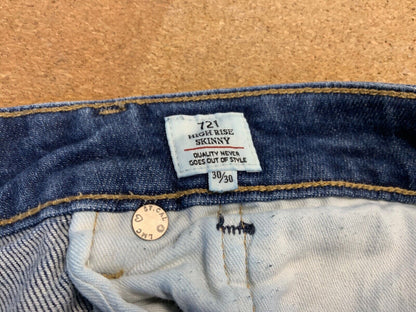 LEVIS BIG E SELVEDGE MADE & CRAFTED 721 HIGH RISE SKINNY STRETCH JEANS 30W 30L