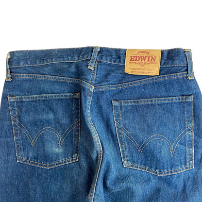EDWIN JAPANESE ORANGE SELVEDGE RAW DENIM JEANS STRAIGHT LOOSE ROCKABILLY 33W 31L