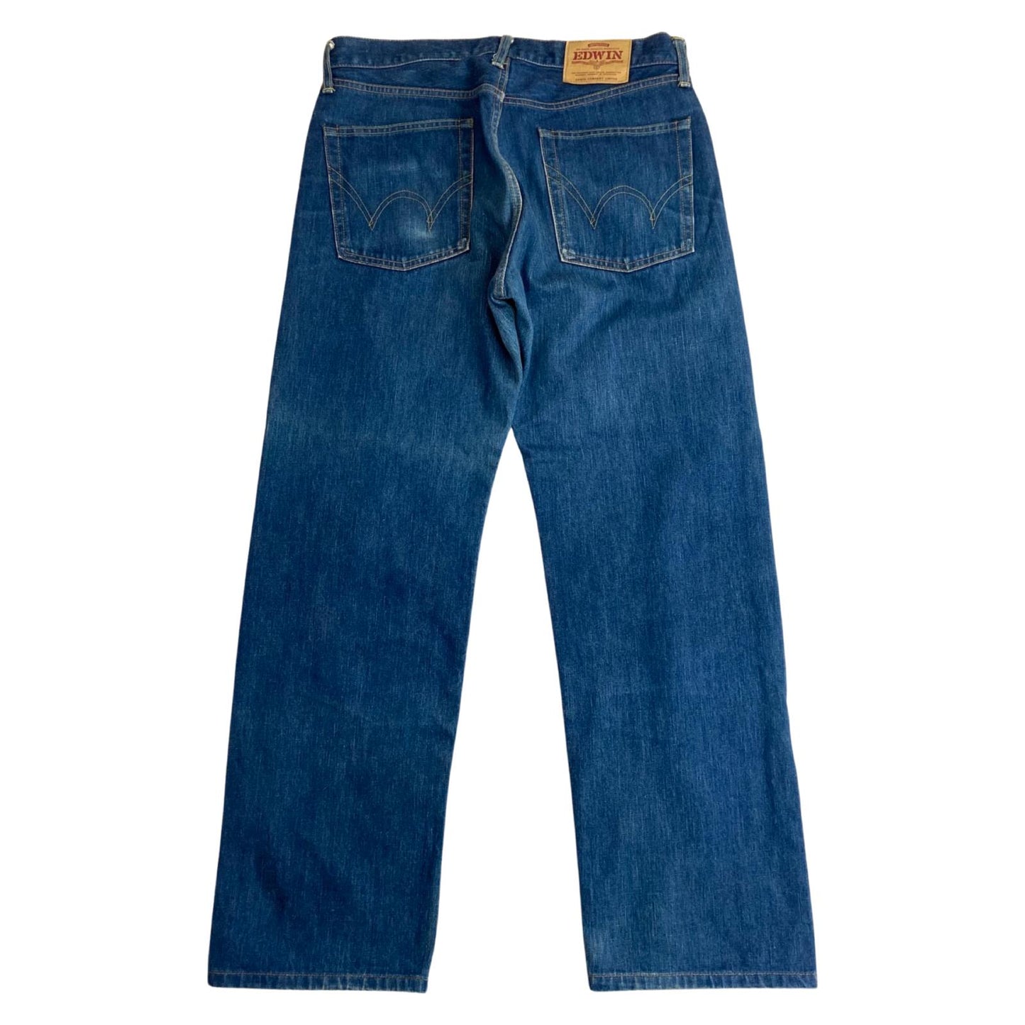 EDWIN JAPANESE ORANGE SELVEDGE RAW DENIM JEANS STRAIGHT LOOSE ROCKABILLY 33W 31L