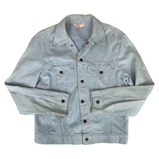 VTG 70s SKY BLUE LEVIS WHITE TAB TYPE 3 TRUCKER JACKET LIGHT DENIM MOD 40” M