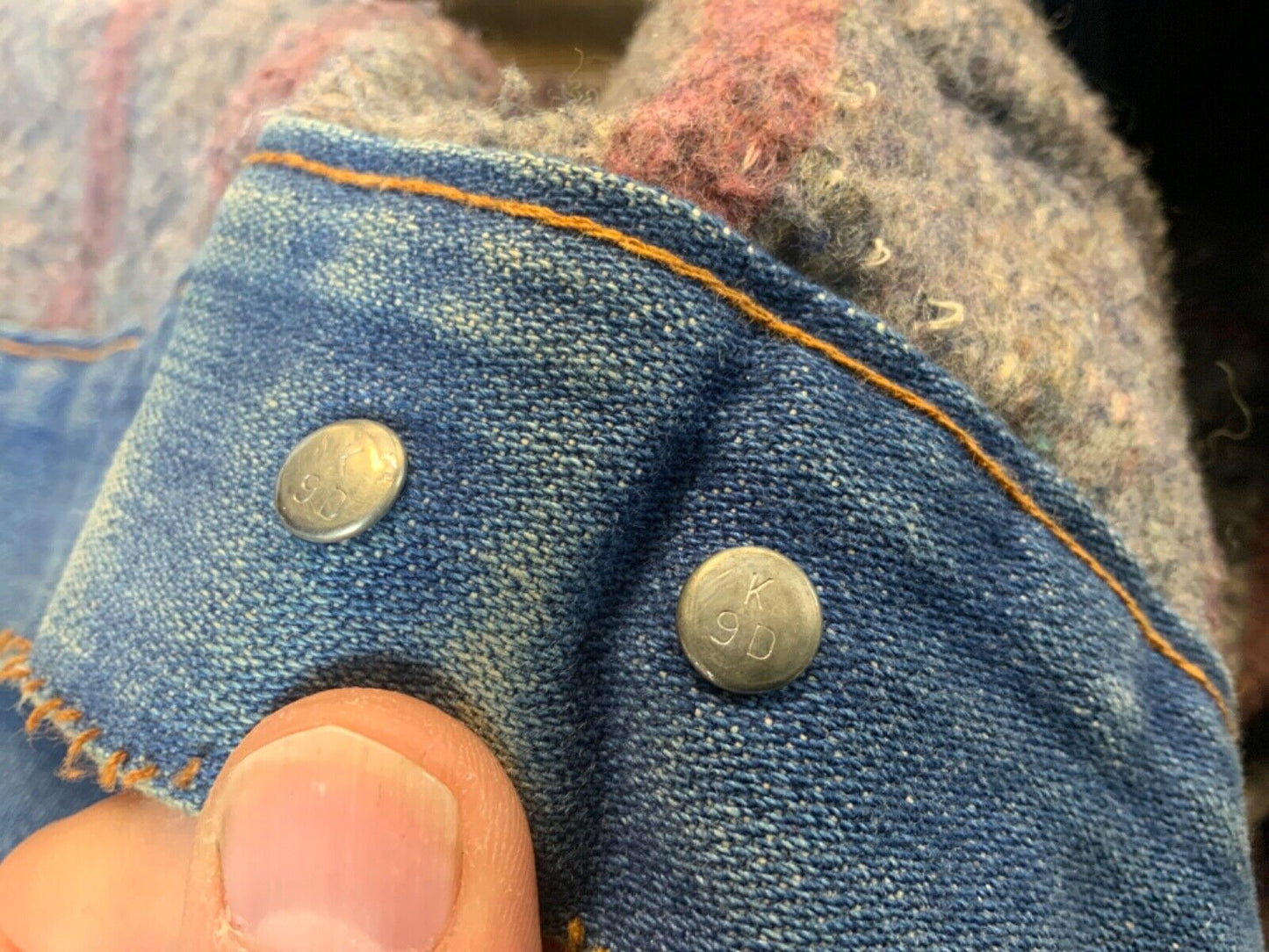 VTG EARLY 70s USA WRANGLER WOOL BLANKET LINED DENIM CHORE JACKET ROCKABILLY 38 S