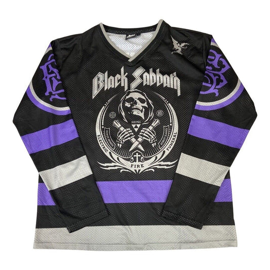 2018 Black, Purple & Grey Black Sabbath War Pigs Birmingham Hockey Jersey XL