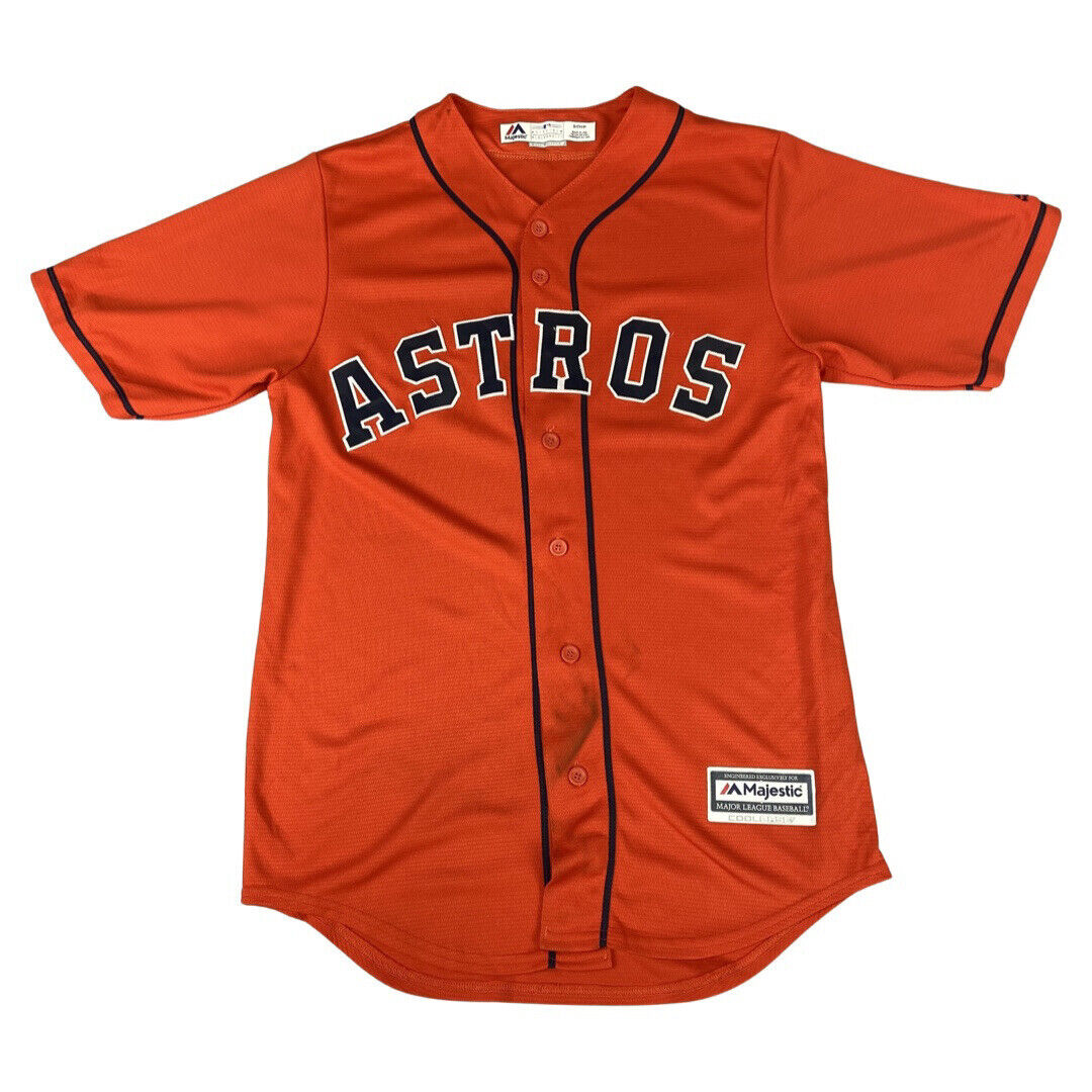 Majestic Orange Houston Astros MLB Button-Up Jersey Medium
