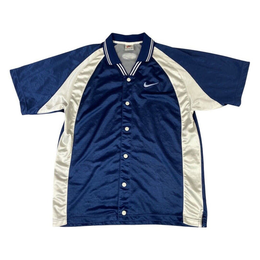 Vintage 90s Blue & Gold Nike Button-Up USA Embroidered Basketball Jersey Large