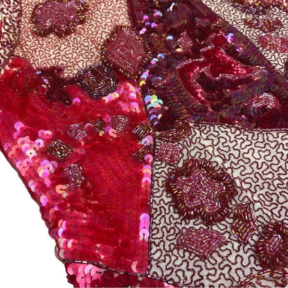 Vintage 90s Red Embellished Embroidered Sequin Sparkly Party Top 16 18 L