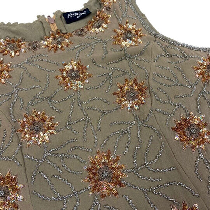 Vintage 90s Embellished Embroidered Sparkly Sequin Party Top 12 14 M