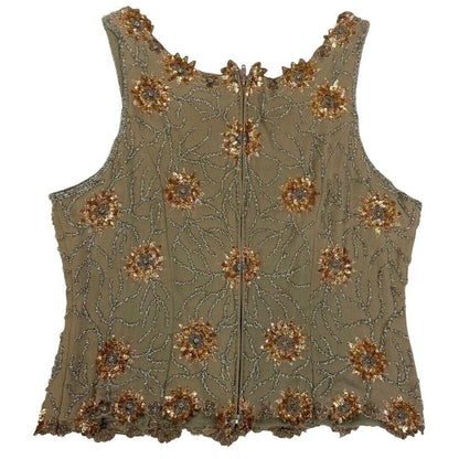 Vintage 90s Embellished Embroidered Sparkly Sequin Party Top 12 14 M