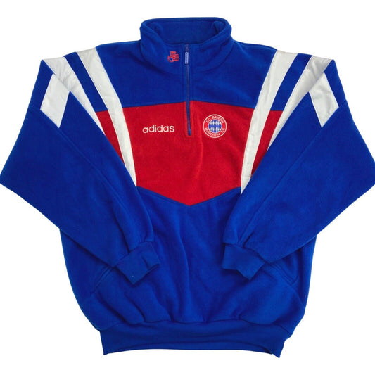 Vintage 1990s Blue Red Bayern Munich Adidas Football Fleece XXL