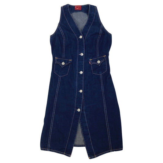 Vintage Y2K Levi’s Type 1 Dark Denim Button Down Dress 10 S