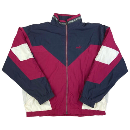 Vintage 90s Grey Pink Puma Embroidered Windbreaker Jacket Coat XXL