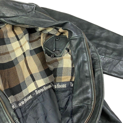 Vintage 90s Black Leather Zip Down Jacket L