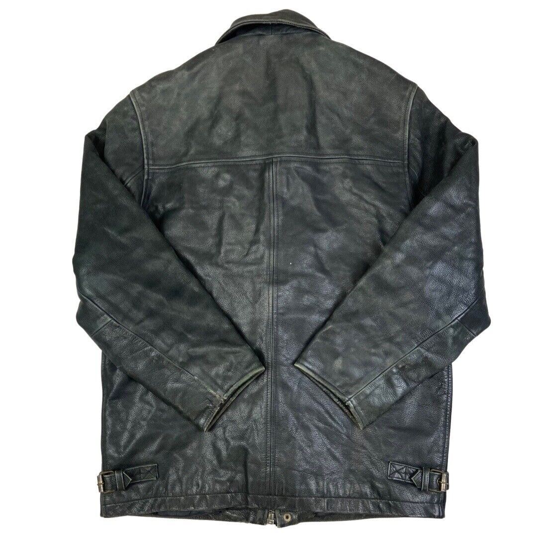 Vintage 90s Black Leather Zip Down Jacket L