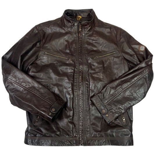 Vintage 90s Dark Brown Leather Zip Down Timberland Jacket XL