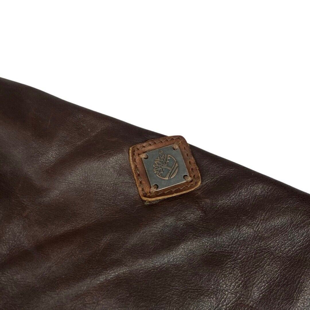 Vintage 90s Dark Brown Leather Zip Down Timberland Jacket XL