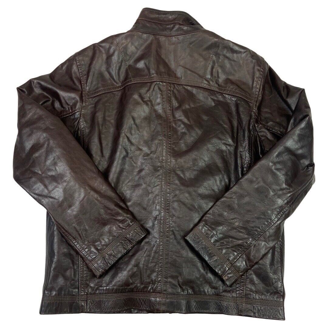 Vintage 90s Dark Brown Leather Zip Down Timberland Jacket XL