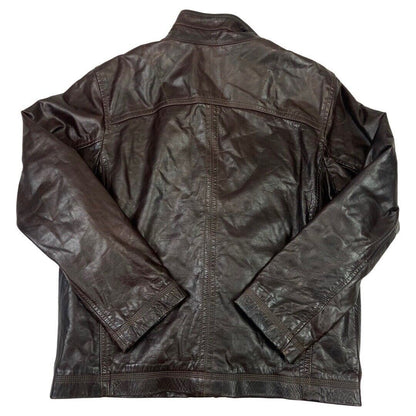 Vintage 90s Dark Brown Leather Zip Down Timberland Jacket XL