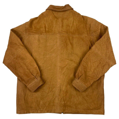 Vintage 90s Orange Brown Suede Zip Down Camel Collection Embroidered Jacket XL