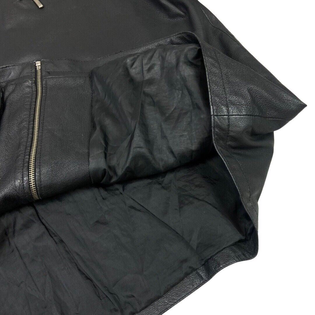 Vintage 90s Black Leather Zip Down Jacket XXL