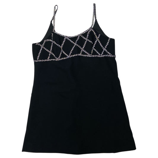 Vintage 90s Black Embellished Sparkly Micro Mini Party Dress 10 12 M