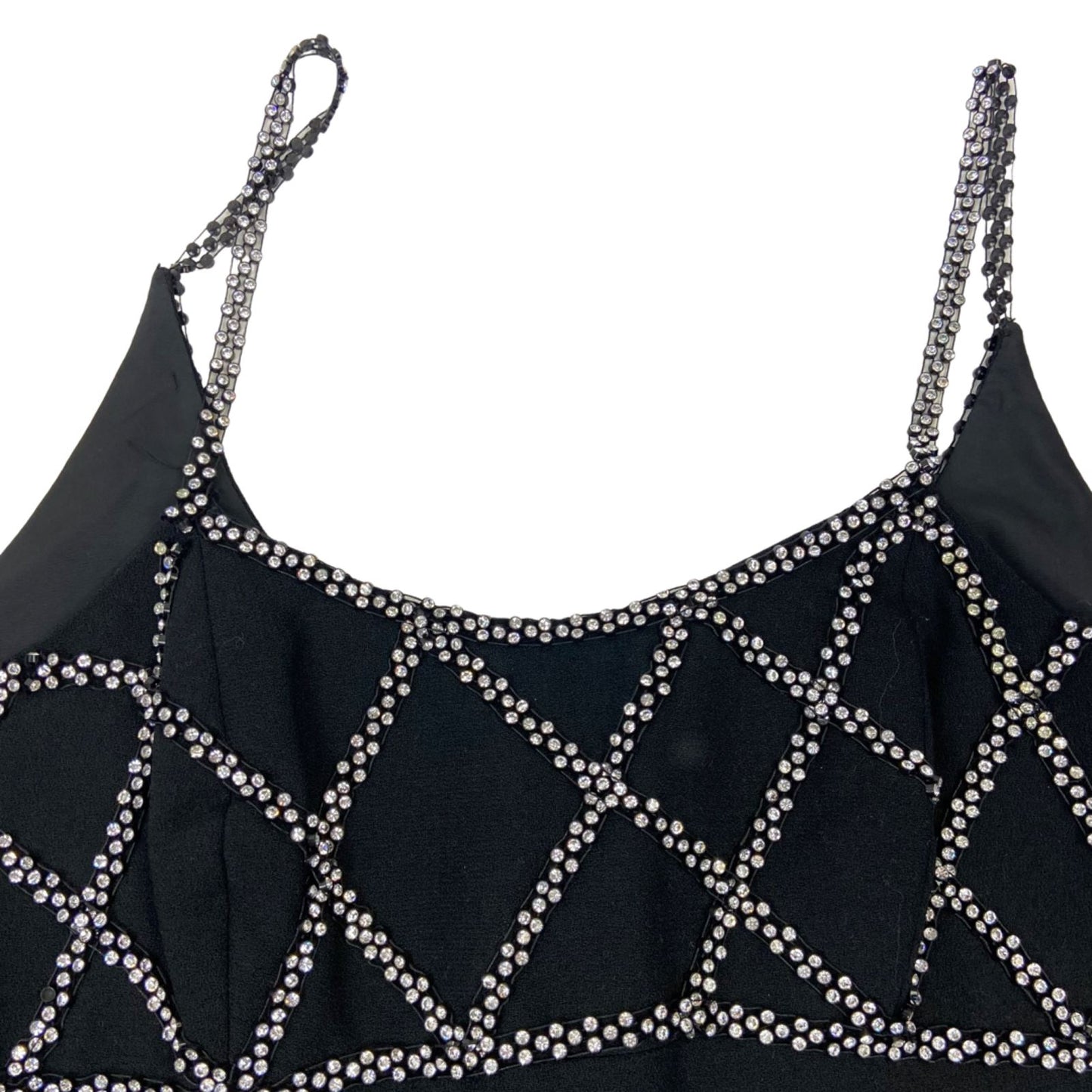 Vintage 90s Black Embellished Sparkly Micro Mini Party Dress 10 12 M