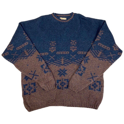Vintage 90s Blue Brown Woolrich Made in USA Knit Jumper XL
